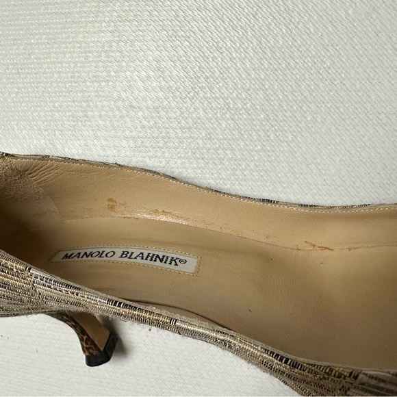 Manolo Blahnik Leopard/Striped Pointed Toe Kitten Heels Size 39 1/2 EUC - Picture 11 of 16
